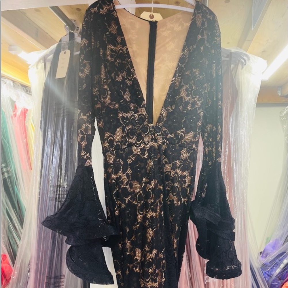 Jessica Angel Black Lace nude lining gown